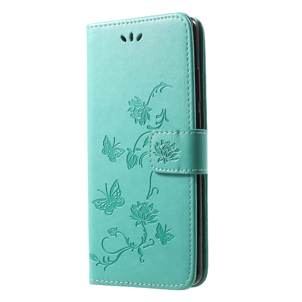 Imprint Butterfly Flower Wallet Stand Leather Case for Huawei P30 Pro - Green-3