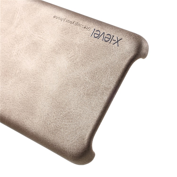 X-LEVEL Vintage Leather Coated PC Protection Case for Huawei P30 - Brown-4