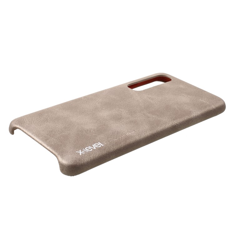 X-LEVEL Vintage Leather Coated PC Protection Case for Huawei P30 - Brown-5
