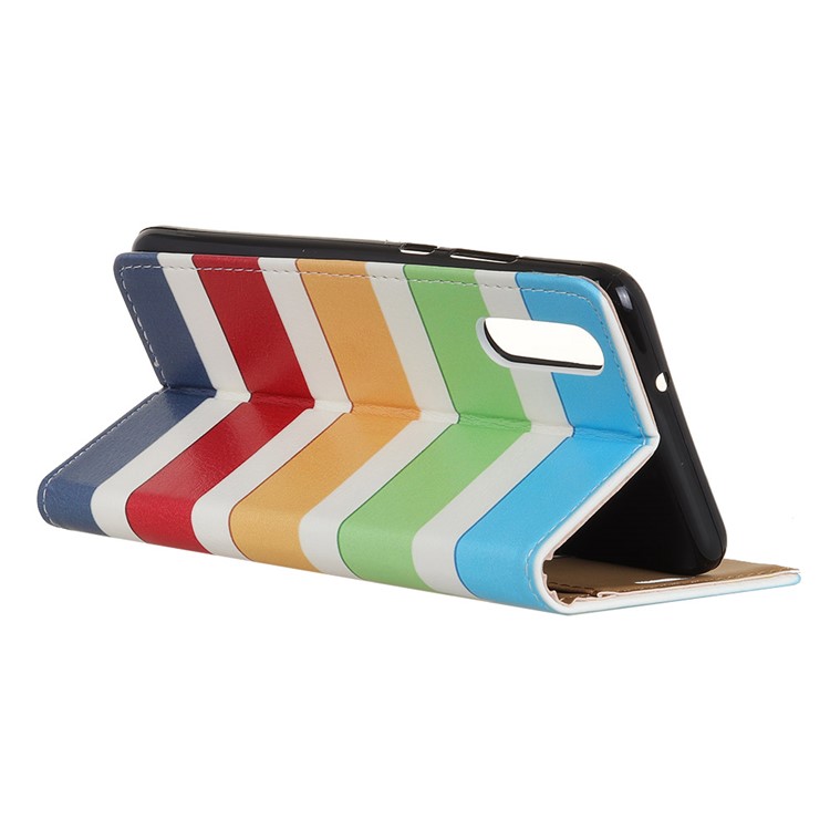 Pattern Printing PU Leather Wallet Protective Shell with Stand for Huawei Enjoy 9 / Y7 Pro (2019) - Colorful Strip-3