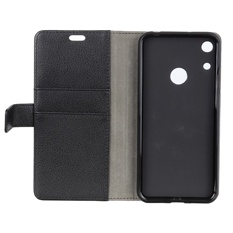 Litchi Skin Wallet Leather Stand Case for Huawei Honor 8A - Black-4