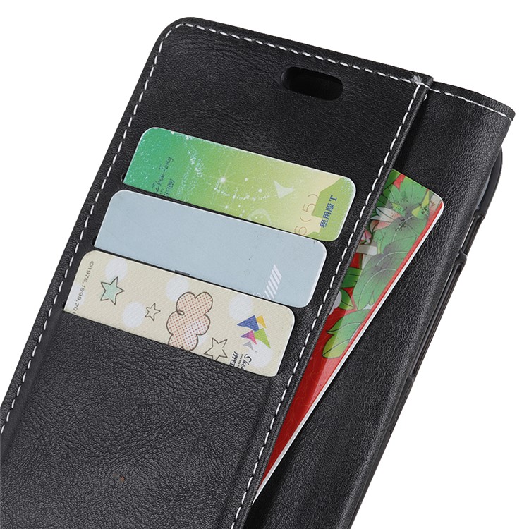 S-shape Textured Leather Wallet Case for Huawei Honor 8A - Black-8