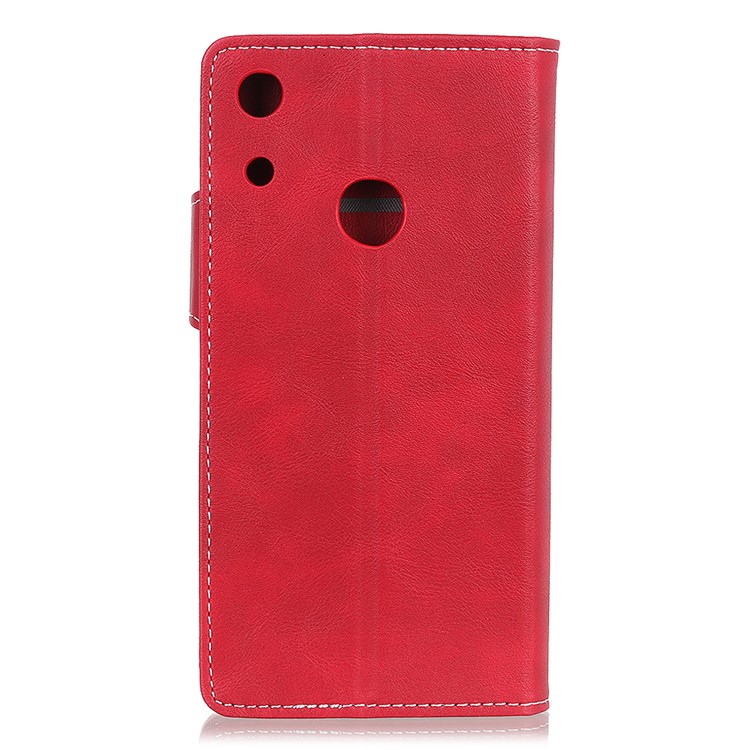 S-shape Textured Leather Wallet Cover for Huawei Honor 8A - Red-4