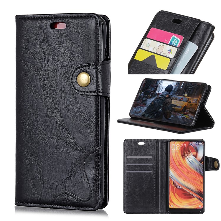 S Shape Crazy Horse Leather Wallet Phone Case for Huawei Honor 8A - Black-1