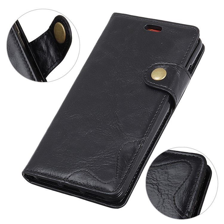 S Shape Crazy Horse Leather Wallet Phone Case for Huawei Honor 8A - Black-2