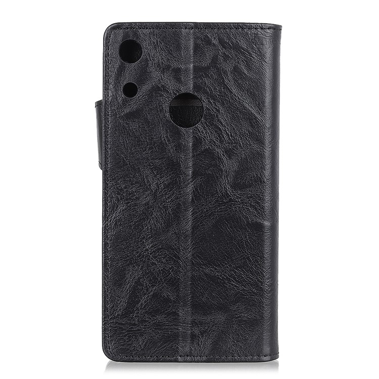 S Shape Crazy Horse Leather Wallet Phone Case for Huawei Honor 8A - Black-4