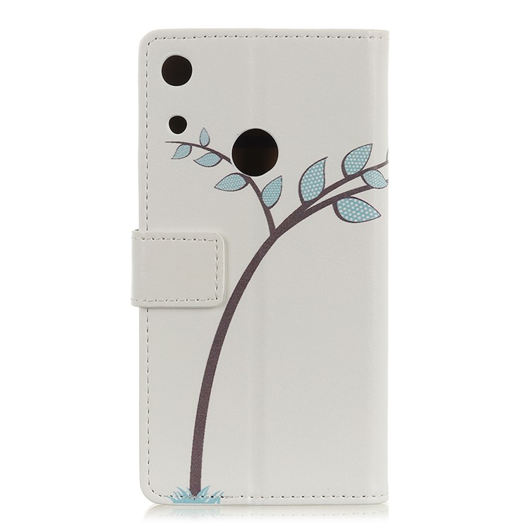 Pattern Printing Flip Stand Leather Cover for Huawei Honor 8A - Two Little Owls on Branch-3