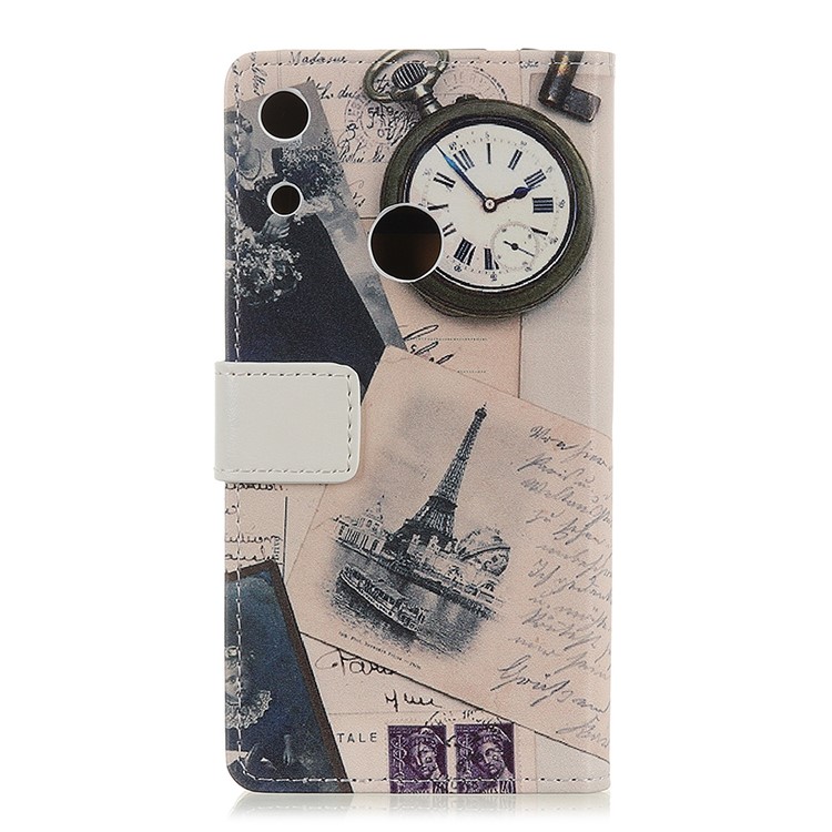 Patterned Magnetic Leather Cell Phone Case for Huawei Honor 8A - Eiffel Tower and Quill-pen-3