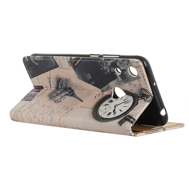 Patterned Magnetic Leather Cell Phone Case for Huawei Honor 8A - Eiffel Tower and Quill-pen-4