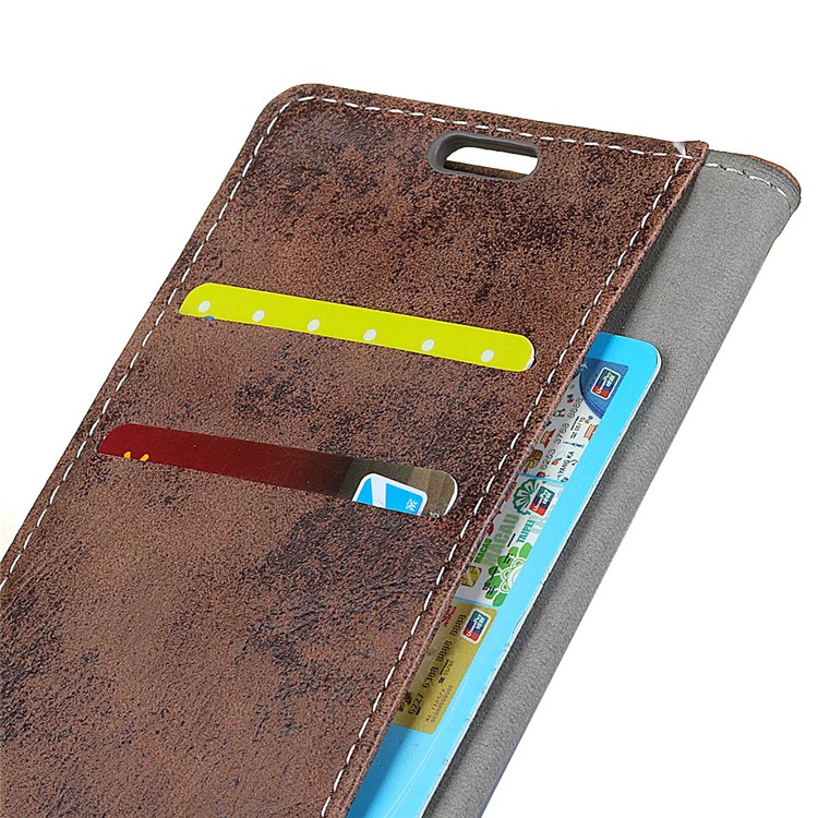 Vintage Style Wallet Leather Cell Phone Cover for Huawei Honor 8A - Brown-3