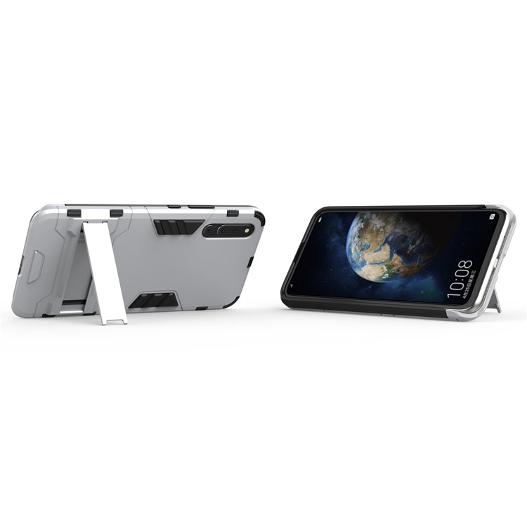 Cool Guard Kickstand PC TPU Hybrid Casing for Huawei Honor Magic 2 - Silver-3