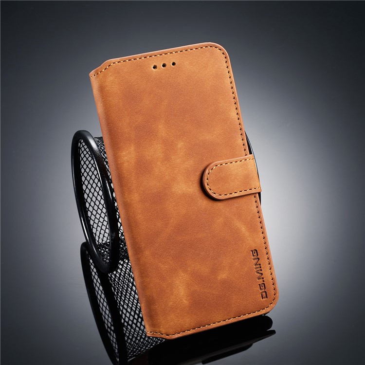 DG.MING Retro Style PU Leather Wallet Casing for Huawei Y9 (2019) / Enjoy 9 Plus - Brown