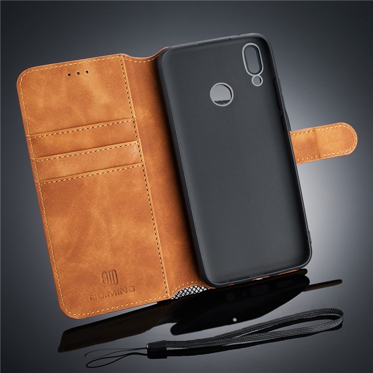 DG. Custodia Portafoglio In Pelle PU Retro Stile MING Per Huawei Y9 (2019) / Goditi Il 9 Plus - Marrone-4