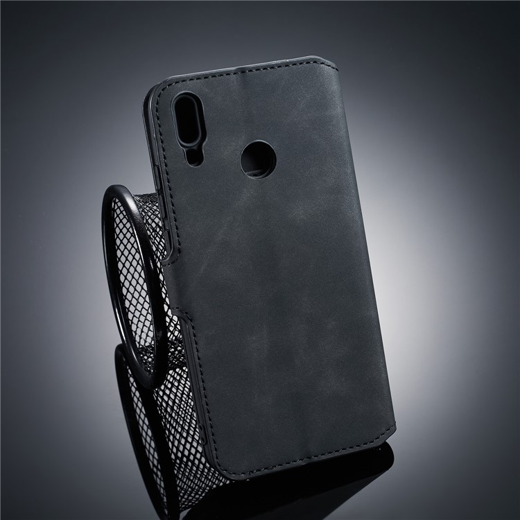 DG.MING Retro Style PU Leather Wallet Case for Huawei Y9 (2019) / Enjoy 9 Plus - Black-2