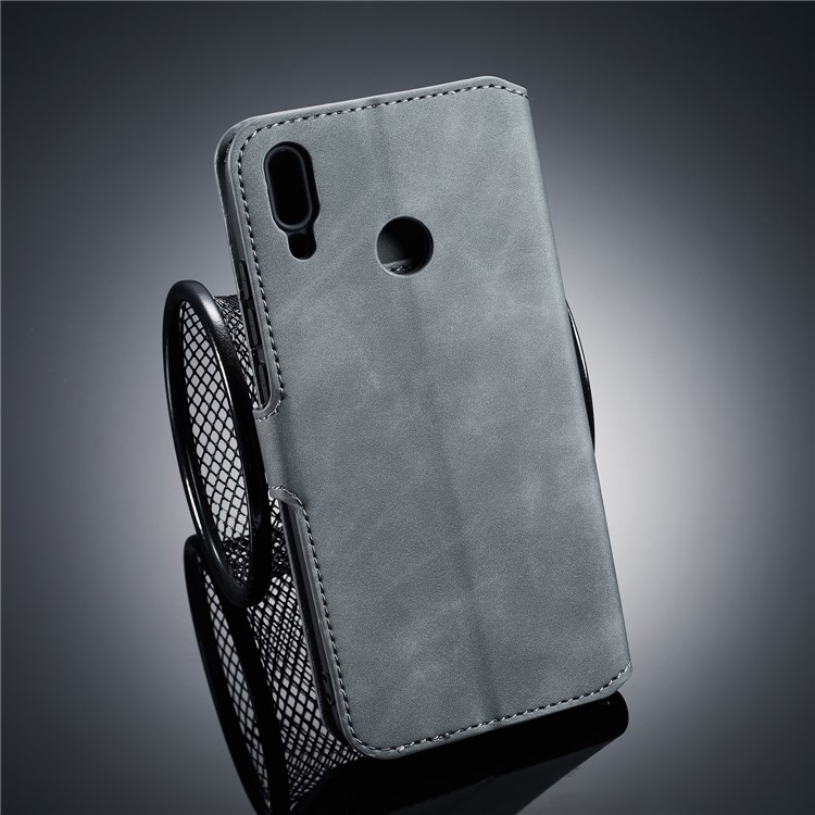 DG.MING Retro Style PU Leather Wallet Cover for Huawei Y9 (2019) / Enjoy 9 Plus - Grey-2