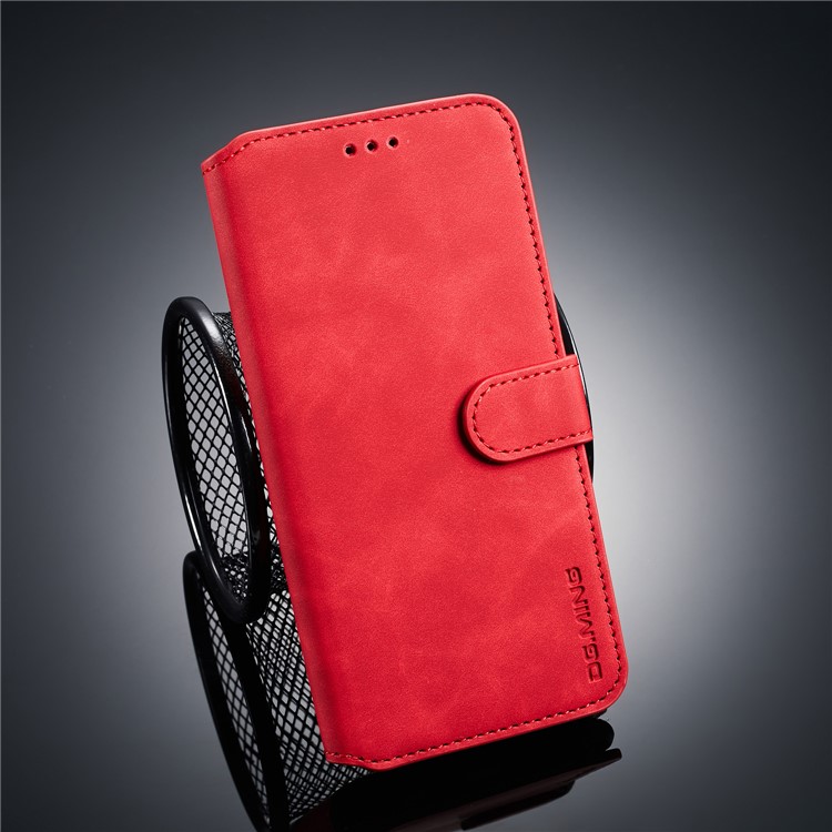 DG.MING Retro Style PU Leather Wallet Shell for Huawei Y9 (2019) / Enjoy 9 Plus - Red-1