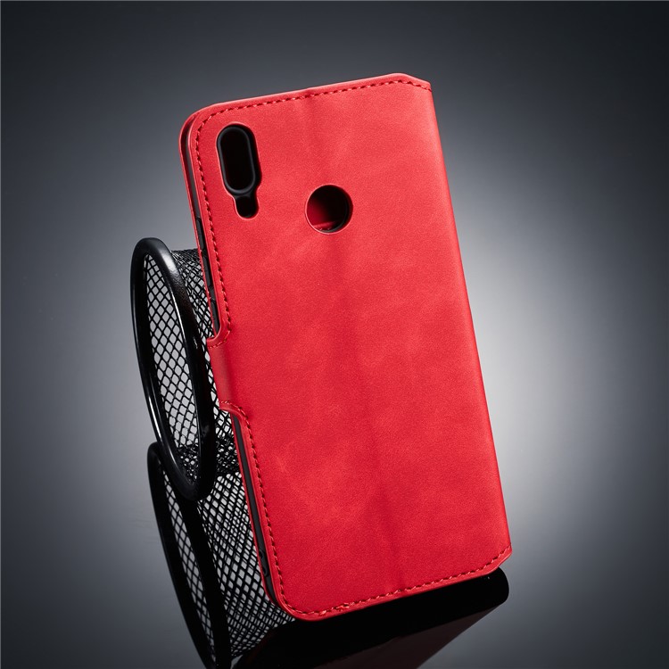 DG.MING Retro Style PU Leather Wallet Shell for Huawei Y9 (2019) / Enjoy 9 Plus - Red-2