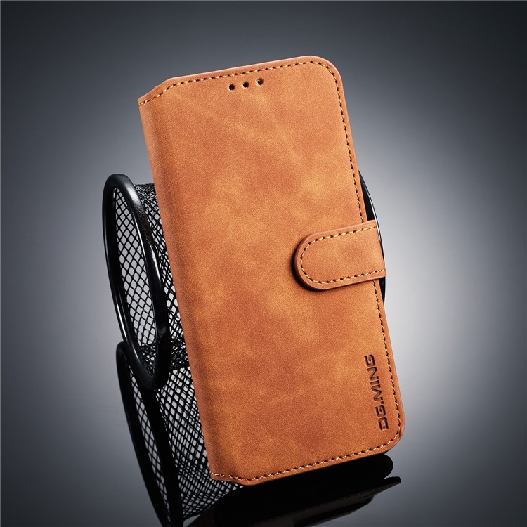 DG.MING Retro Style PU Leather Wallet Casing for Huawei Honor 10 Lite/P Smart (2019) - Brown-1