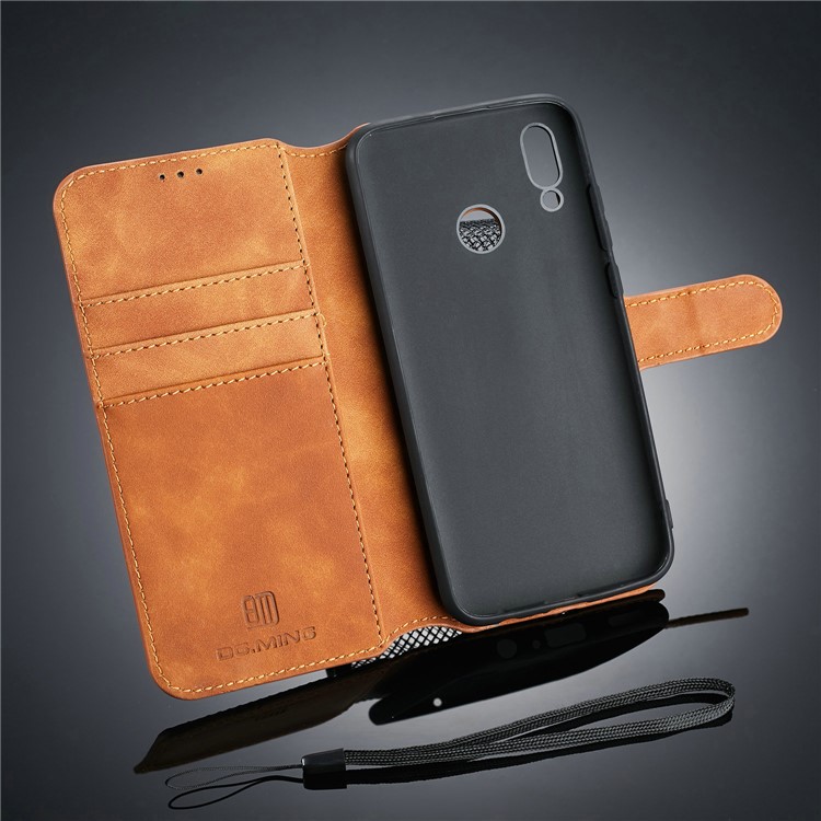 DG.MING Retro Style PU Leather Wallet Casing for Huawei Honor 10 Lite/P Smart (2019) - Brown-4