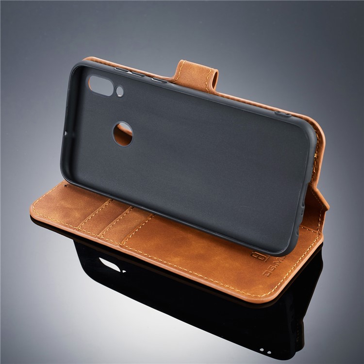 DG.MING Retro Style PU Leather Wallet Casing for Huawei Honor 10 Lite/P Smart (2019) - Brown-6