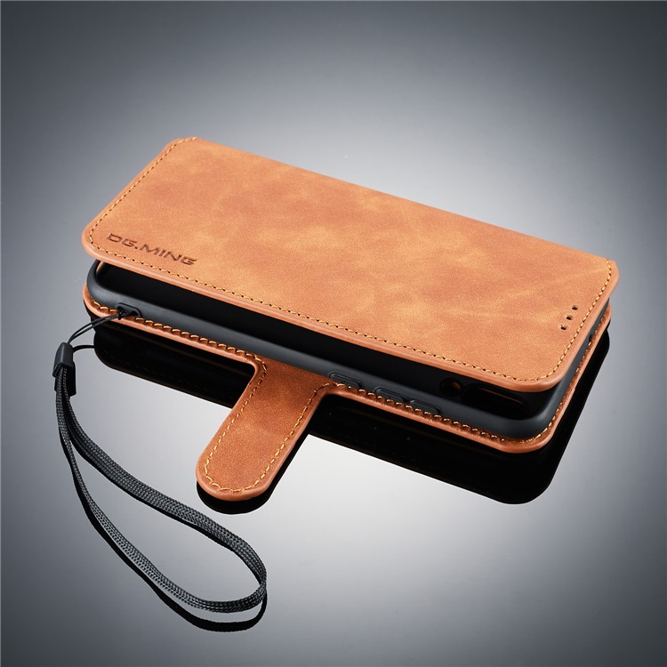 DG.MING Retro Style PU Leather Wallet Casing for Huawei Honor 10 Lite/P Smart (2019) - Brown-8