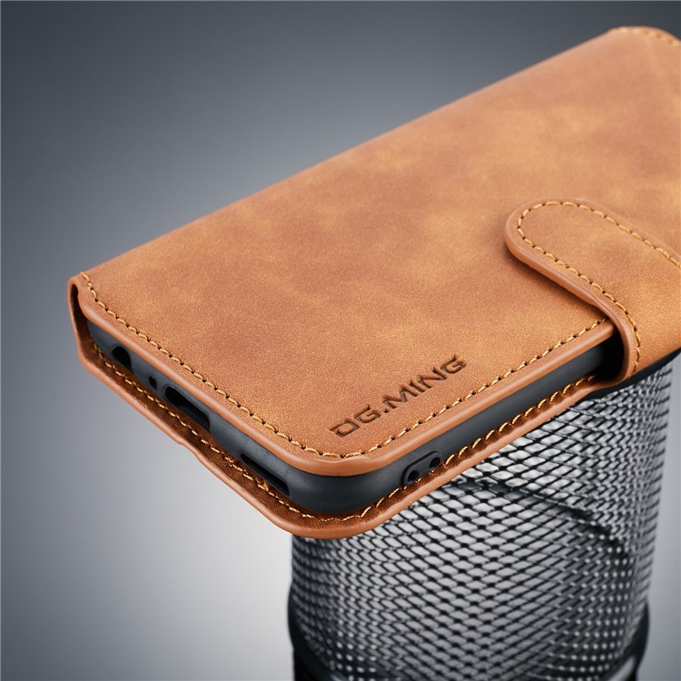 DG.MING Retro Style PU Leather Wallet Casing for Huawei Honor 10 Lite/P Smart (2019) - Brown-9