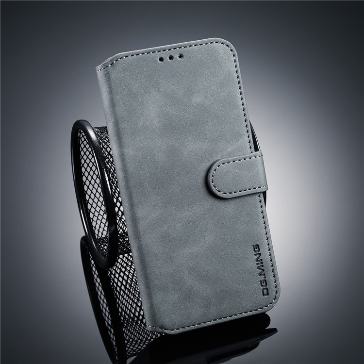 DG.MING Retro Style PU Leather Wallet Shell for Huawei Honor 10 Lite/P Smart (2019) - Grey-1