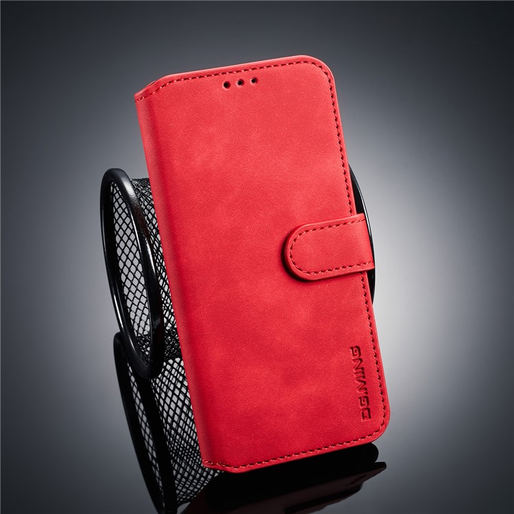 DG.MING Retro Style PU Leather Wallet Cover for Huawei Honor 10 Lite/P Smart (2019) - Red-1
