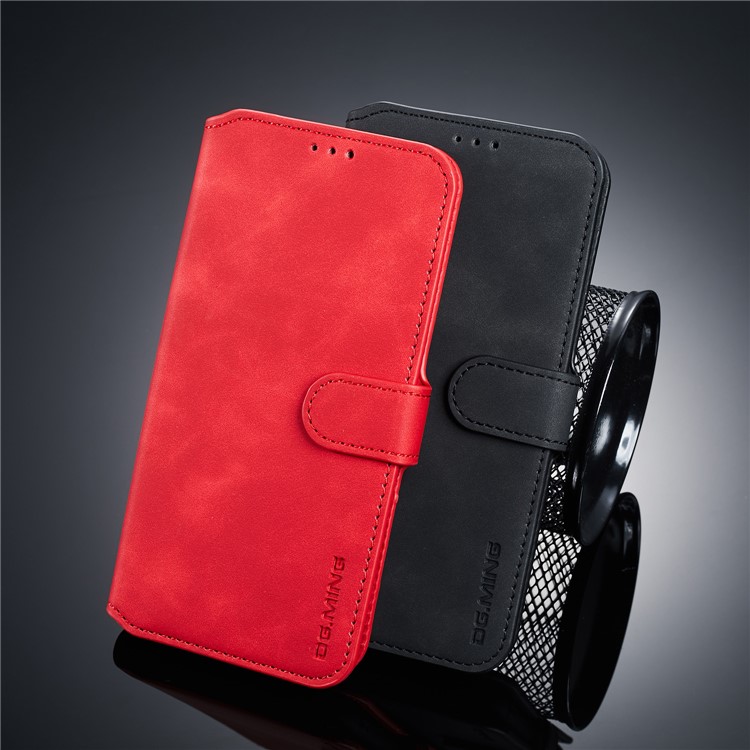 DG.MING Retro Style PU Leather Wallet Cover for Huawei Honor 10 Lite/P Smart (2019) - Red-2