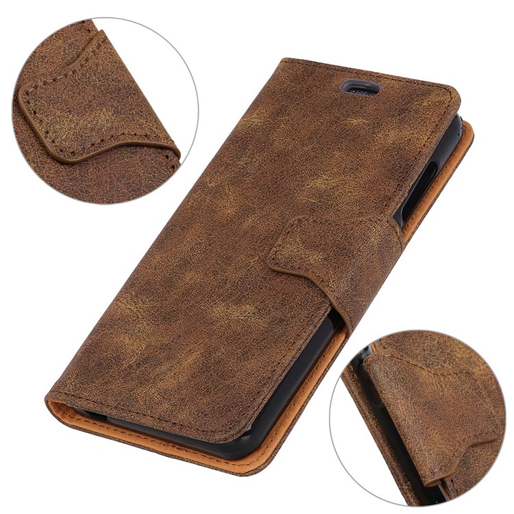 Retro Style Split Leather Stand Magnetic Wallet Casing for Huawei P30 Pro - Coffee-1