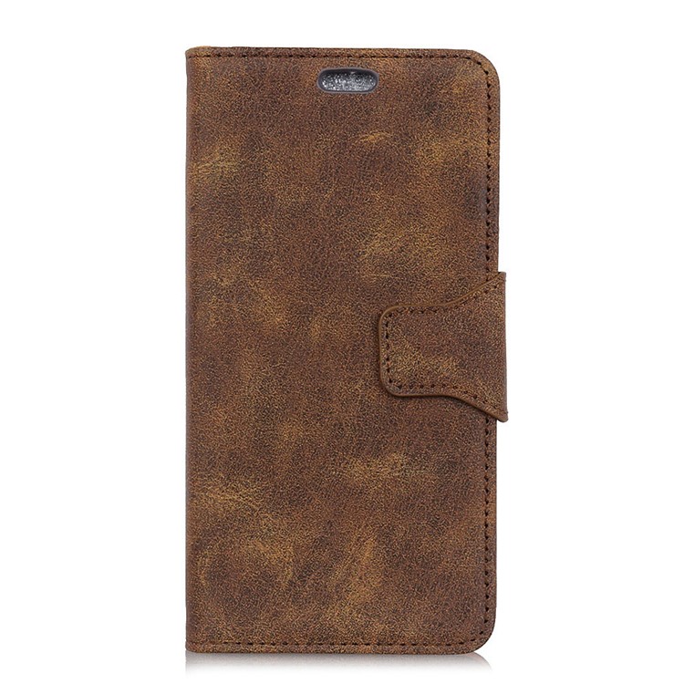 Retro Style Split Leather Stand Magnetic Wallet Casing for Huawei P30 Pro - Coffee-2