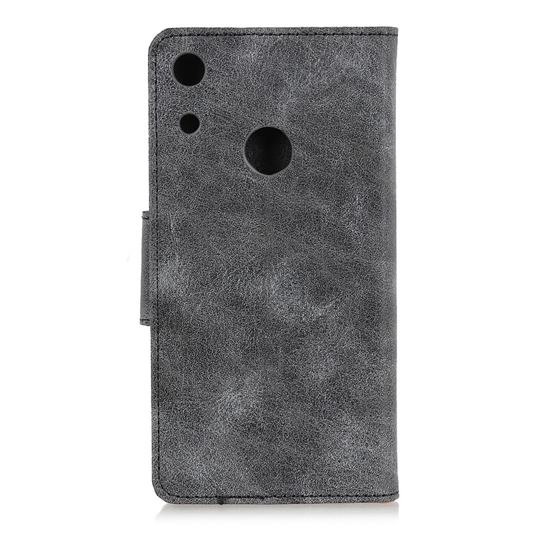 Vintage Style Split Leather Stand Magnetic Wallet Case for Huawei Honor 8A - Grey-4