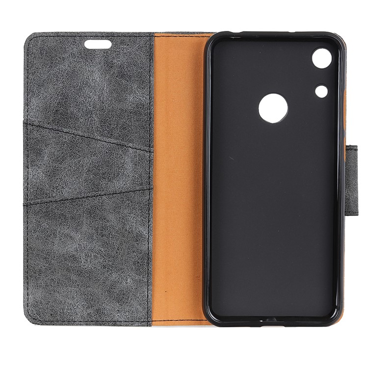 Vintage Style Split Leather Stand Magnetic Wallet Case for Huawei Honor 8A - Grey-5