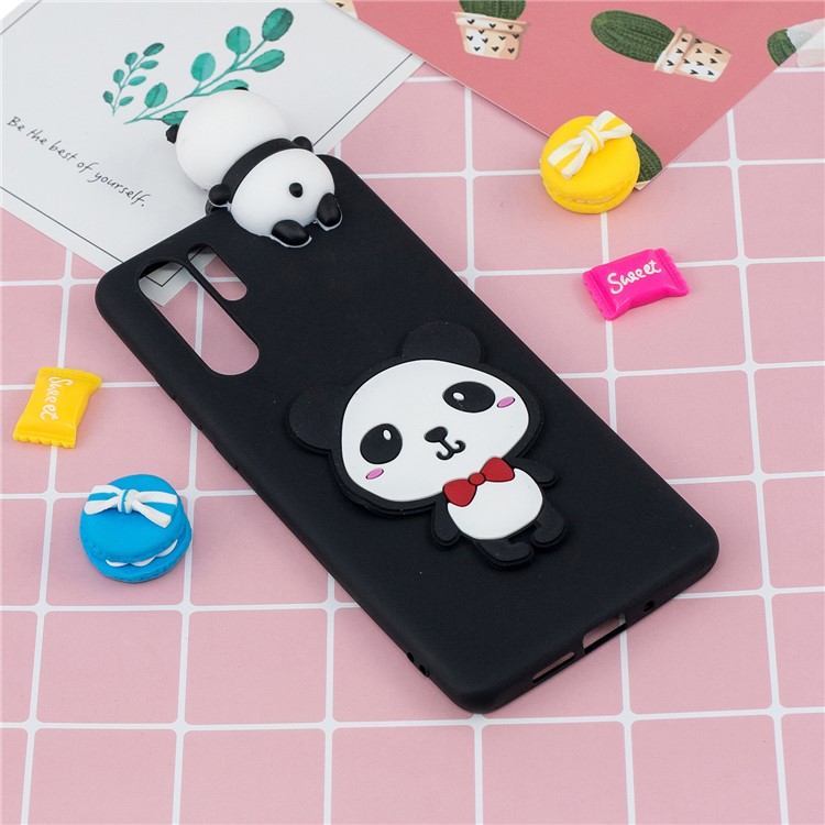 3D -muster Soft TPU Mobiltelefon Shell Für Huawei P30 Pro - Panda Mit Rotem Bogenknoten-7