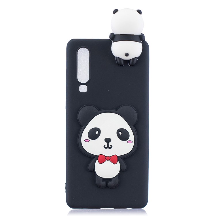 Caso Suave de TPU de Patrón 3D Para Huawei P30 - Panda Con Bownot Rojo