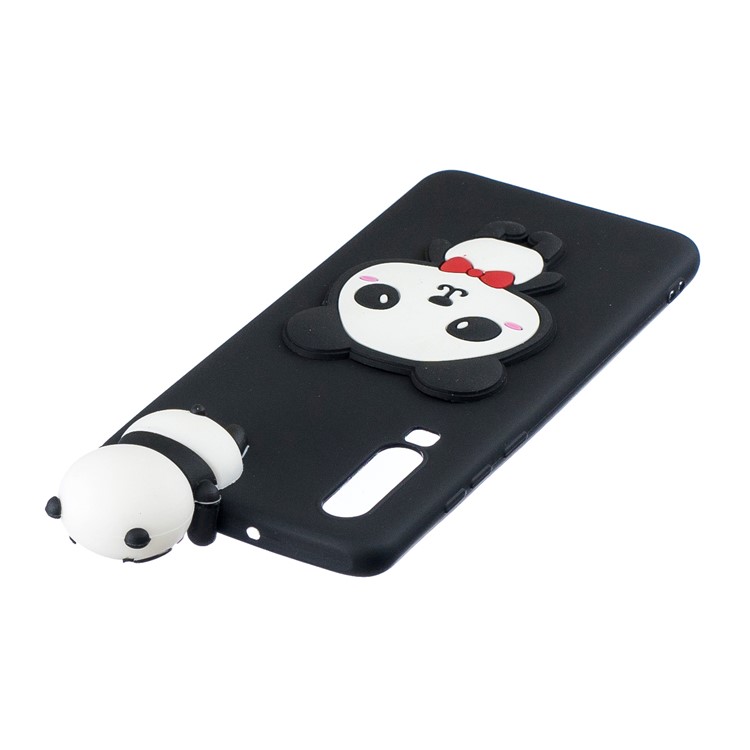 Étui Doux TPU Modèle 3D Pour Huawei P30 - Panda Avec Bowknot Rouge