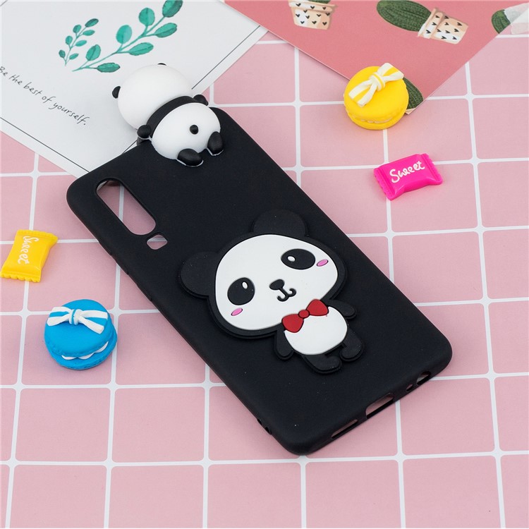 Caso Suave de TPU de Patrón 3D Para Huawei P30 - Panda Con Bownot Rojo