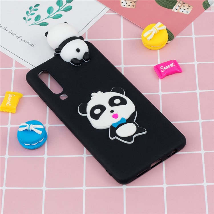 3D Pattern TPU Soft Shell for Huawei P30 - Panda with Blue Bowknot-7