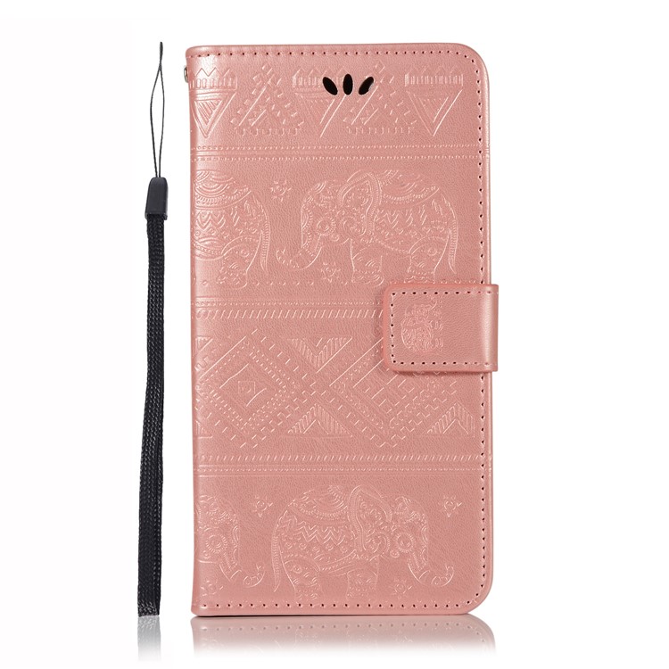 Imprint Elephant Leather Wallet Cover for Huawei P30 Pro - Rose Gold-2