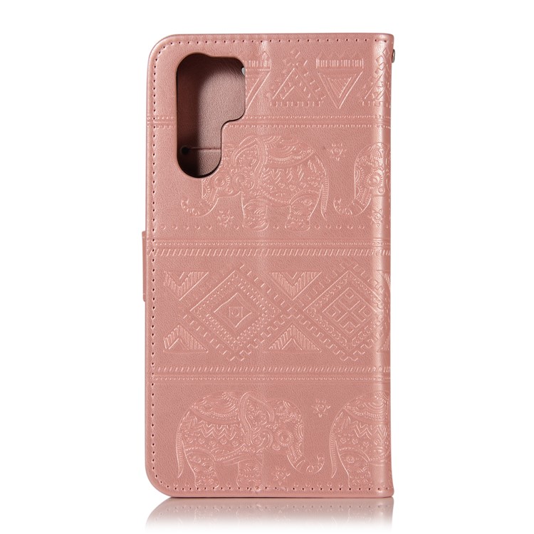 Imprint Elephant Leather Wallet Cover for Huawei P30 Pro - Rose Gold-3