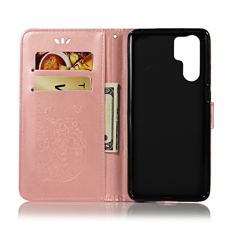 Imprint Elephant Leather Wallet Cover for Huawei P30 Pro - Rose Gold-4