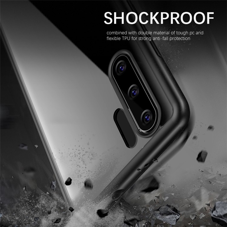 IPAKY for Huawei P30 Pro Clear PC + TPU Hybrid Cell Phone Case - Black-4