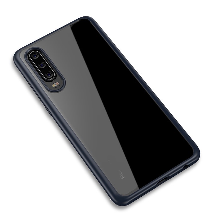 IPAKY Clear PC Back + TPU Edges Combo Mobile Casing Shell for Huawei P30 - Dark Blue-1