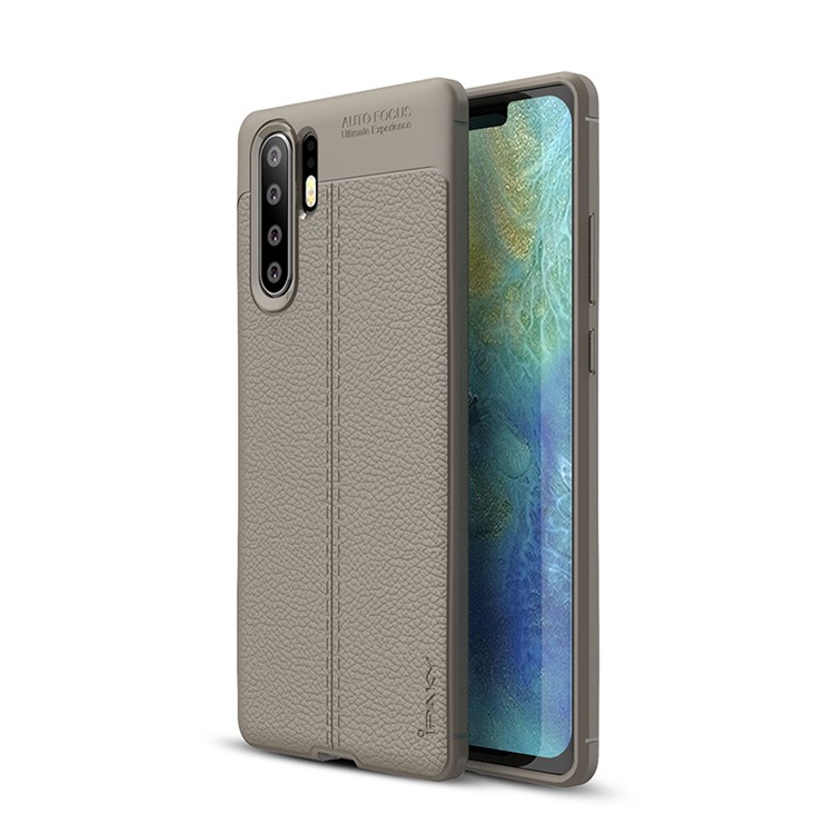 IPAKY Litchi Texture Soft TPU Phone Cover for Huawei P30 Pro - Grey-1