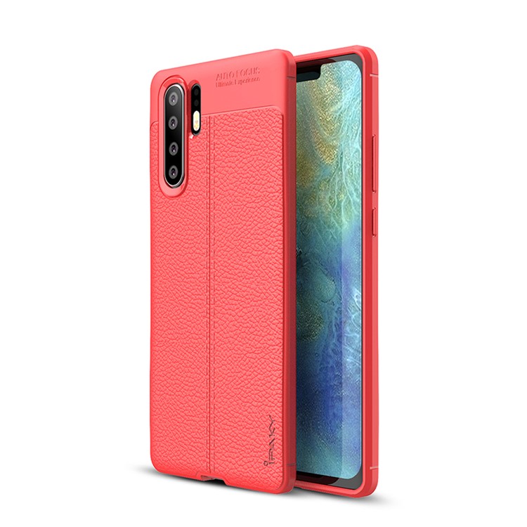 IPAKY Litchi Texture Soft TPU Shell Casing for Huawei P30 Pro - Red-1