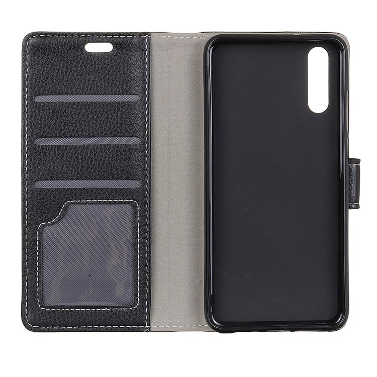 Litchi Grain Wallet Stand Flip Leather Case for Huawei Enjoy 9 / Y7 Pro (2019) - Black-3