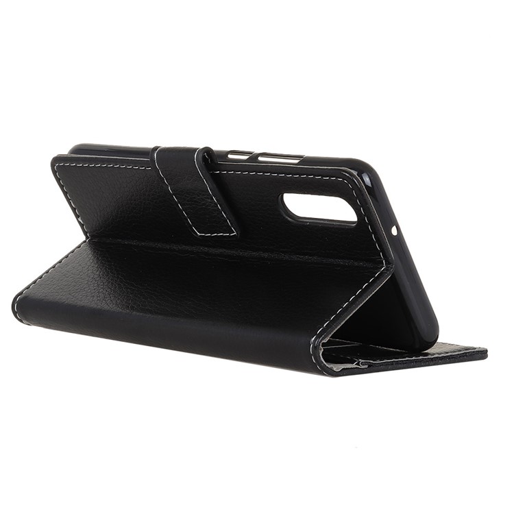 Litchi Grain Wallet Stand Flip Leather Case for Huawei Enjoy 9 / Y7 Pro (2019) - Black-4