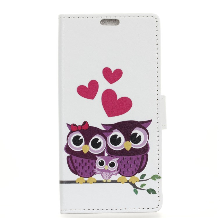 Pattern Printing PU Leather Flip Cover for Huawei Enjoy 9 / Y7 Pro (2019) - Owl Family-1