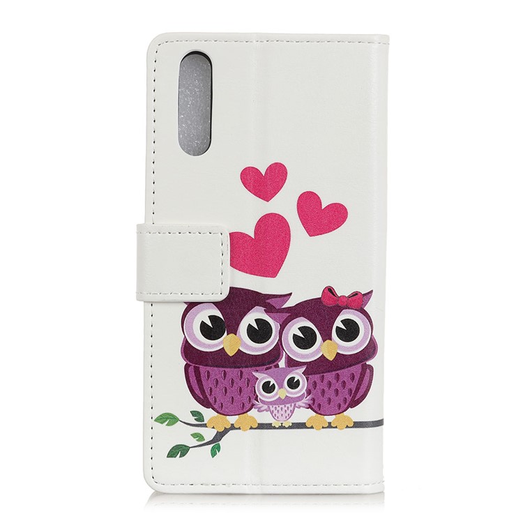 Pattern Printing PU Leather Flip Cover for Huawei Enjoy 9 / Y7 Pro (2019) - Owl Family-2