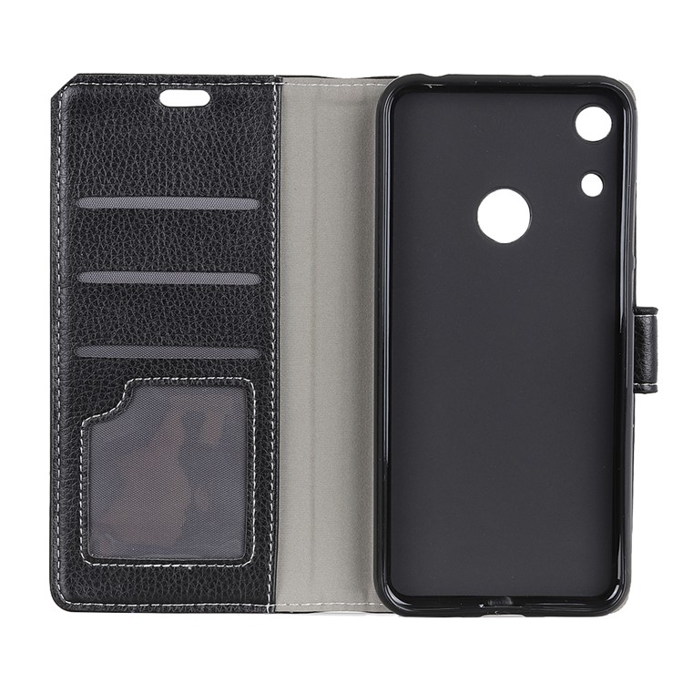 Litchi Grain Wallet Stand Leather Cell Phone Case for Huawei Honor 8A - Black-3